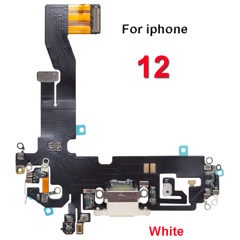 1pcs USB Charging Charger Port Flex Cable For iPhone 11 12 pro Max mini Dock Charger Connector With Microphone Flex Replacement: for 12 white