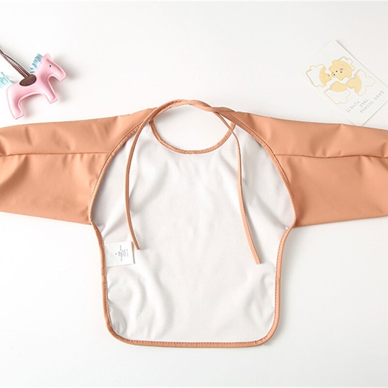 Waterdichte Pu Baby Bib Burp Doek Met Voedsel Pocket Zuigelingen Kinderen Lange Mouw Voeden Tekening Kiel Schort Jongens Meisjes Stuff