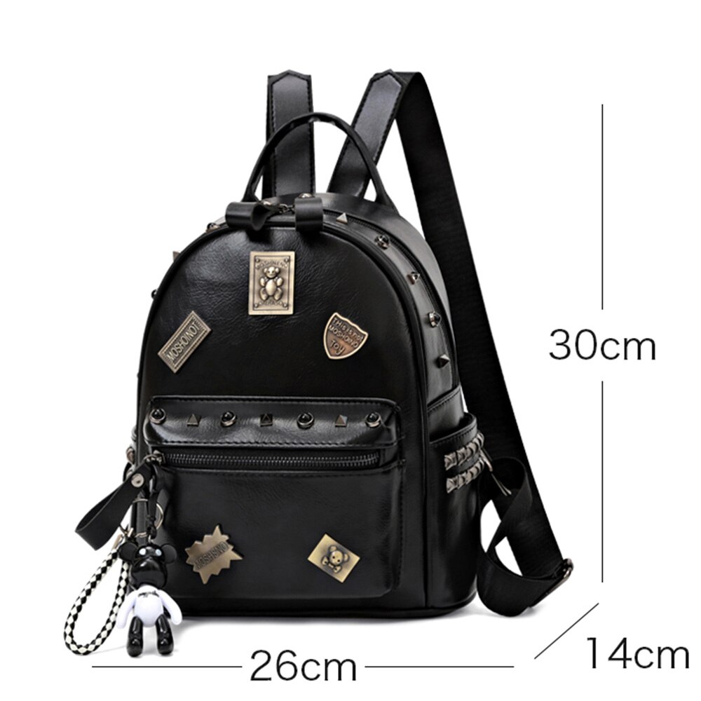 Rosetic Punk PU Leather Backpacks Women School Bags Rivet Gothic Black Pink White Teenager Casual Backpacks Travel: Gold