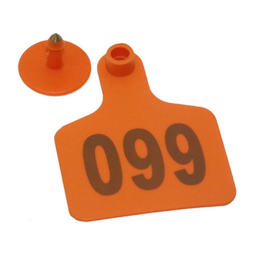 Étiquettes d'oreille de vache, 100 pièces, animaux de ferme, Identification de voiture avec le mot numéro (jaune): Orange