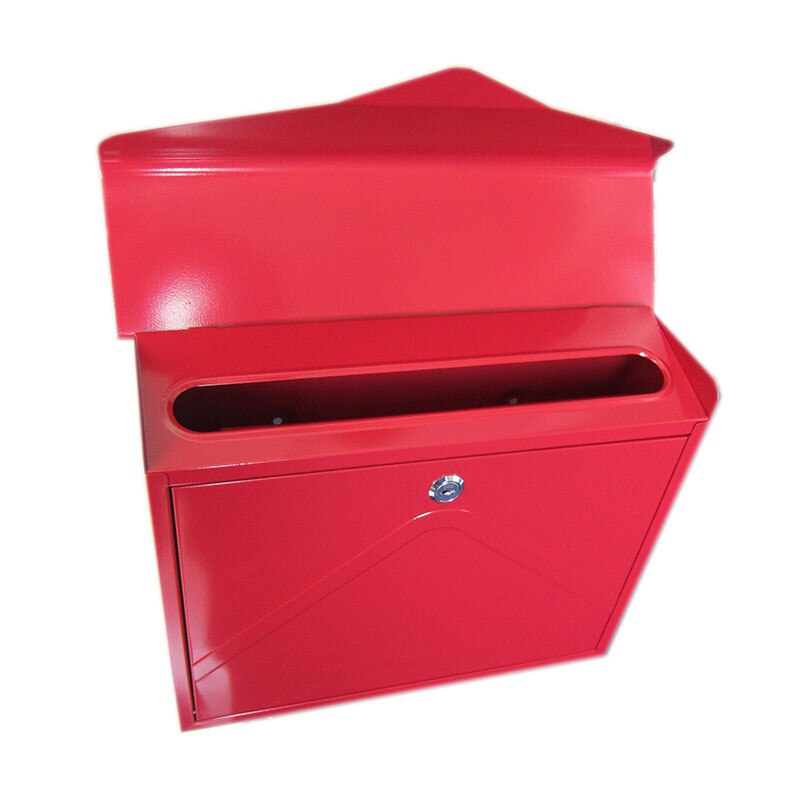 38x12.5x29.4CM Wall Mounted Metal Lockable Simple Mailbox Outdoor Apartment Home Letterbox Mail Newspaper Box Garden Ornament