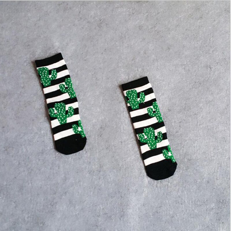 Cactus kindersokken katoen zwart wit gestreepte sokken baby beenwarmers peuter meisjes kleding accessoires