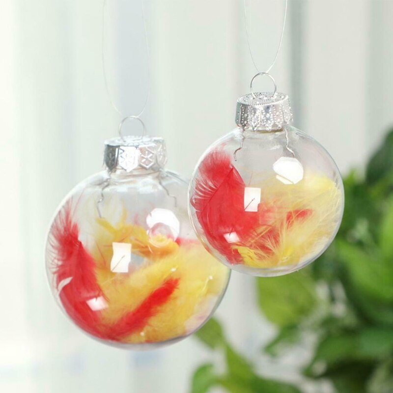 20 PCS DIY Clear Plastic Fillable Ornament Christmas Balls with Removable Silver Metal Cap for Christmas Trees