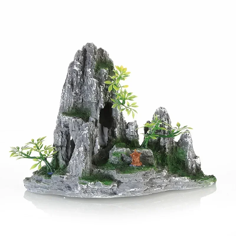 15-type decoratieve rotsen aquarium aquarium accessoires hars rotstuin aquarium decor vis verbergen gat rots voor aquarium