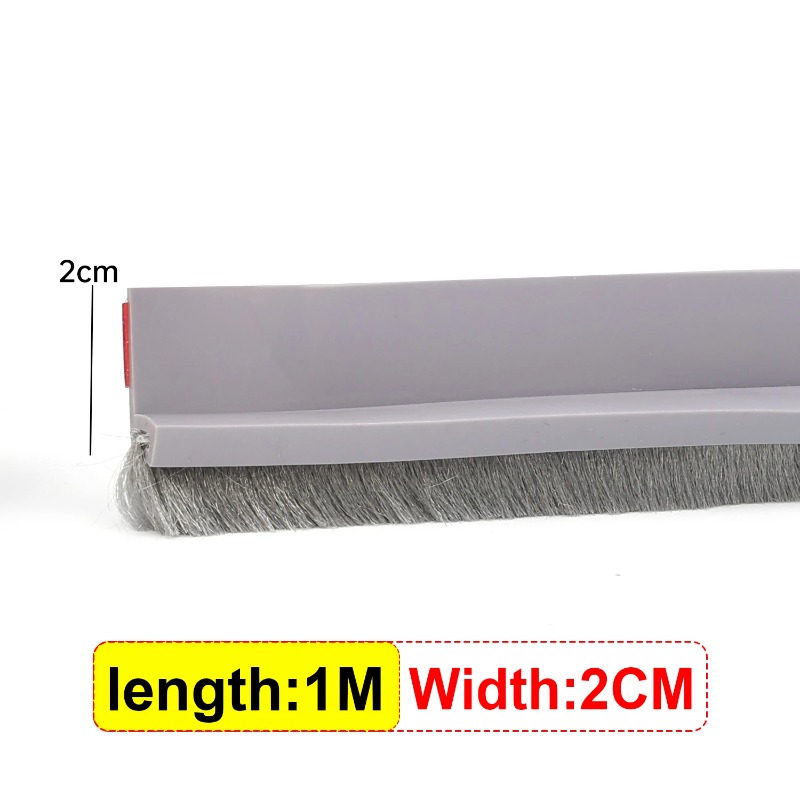 Dørbundbørste selvklæbende tætningsliste vindtæt børsteliste støvforebyggende gummiblokker insektsikker lydisoleret dørtape: Kamel / 5m