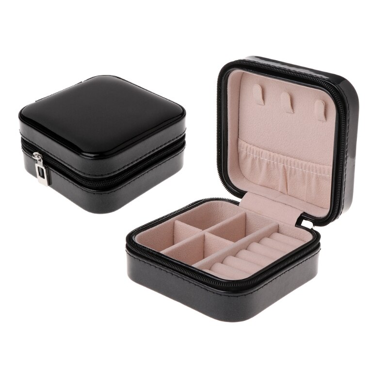 Joyero organizador de almacenamiento portátil con cremallera Portable para mujer: Black
