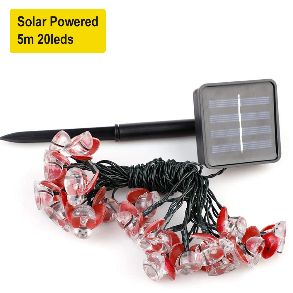 30/20/10leds biedronka łańcuchy świetlne słoneczny/zasilany z baterii zewnętrzne fantazyjne lampy doprowadziło na ślub boże narodzenie Dom girlanda na przyjęcie wystrój: Solar 5M 20leds