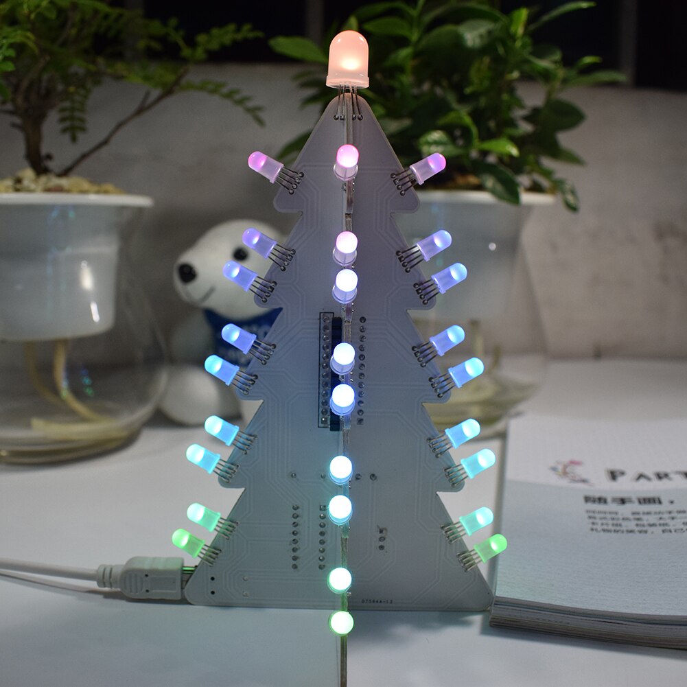 DIY Weihnachten Baum Bausatz Bunte Leicht Machen LED Licht Acryl Weihnachten Baum mit Musik Elektronische Lernen Bausatz Modul Spielzeug: bunt