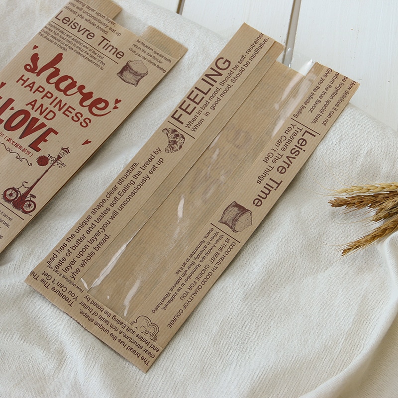 LBSISI Leven Kraft Brood Papieren Zak Met Venster Voorkomen Olie Liefde Toast Bakken Papieren Zak Takeaway Voedsel Hand Gemaakt Pakket tassen