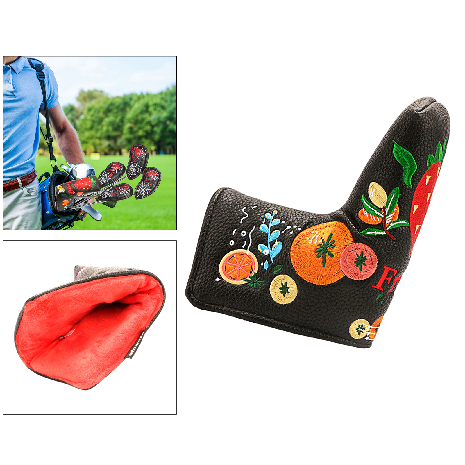 Funny Golf Blade Putter Headcover Magnetic Closure Club Protector Head Cover: Black