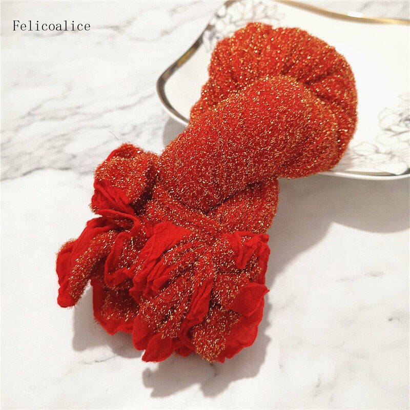 2pcs Silver Nylon Stocking Flowers Material DIY High-density Silk Stocking Making Simulation Flowers Handmade Ronde Flower: 2 Pieces Red1