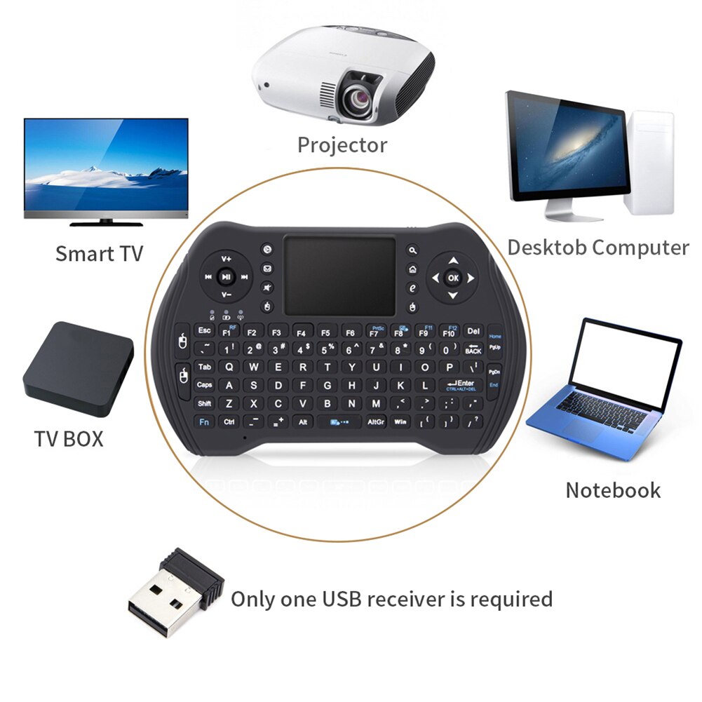 MT10 2.4Ghz Mini Draadloze Toetsenbord Met Touchpad Voor Android Tv Box Pc Laptop