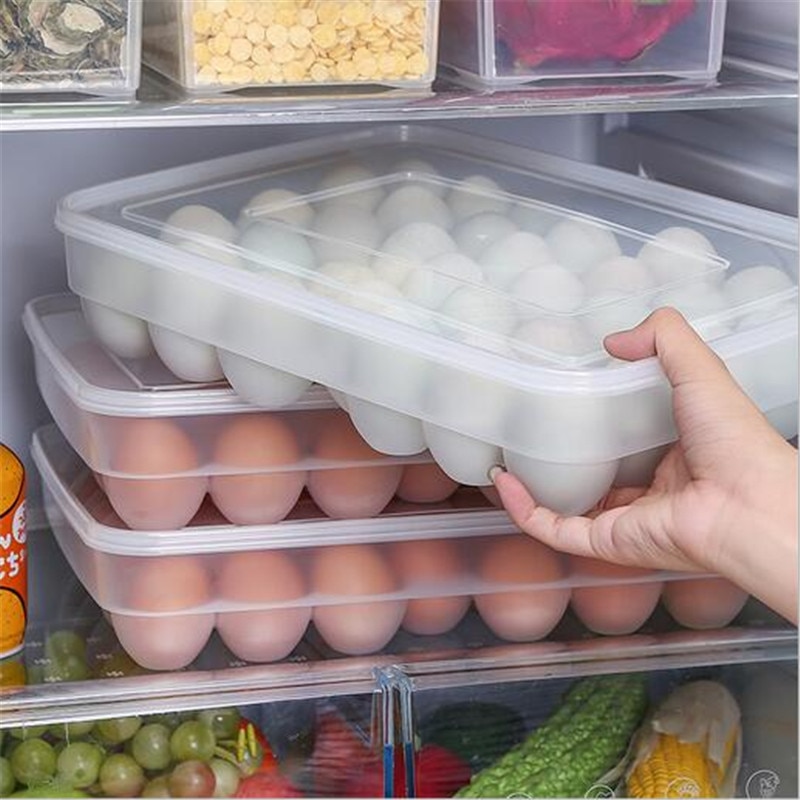 Egg oppbevaringsboks 34 rist brett kjøleskap ferskboks oppbevaringsboks boks bærbar egg crisper binger kjøkken produkt