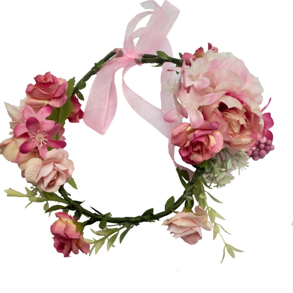 Tocado de novia de boda niña tocado flor boda cinta para el cabello con guirnalda de flores Floral
