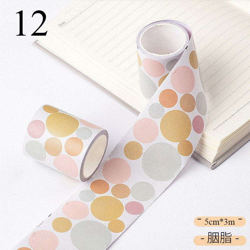 5cm*3m Colored Round Washi Tape Kawaii Dots Label Masking Tape Decorative Adhesive Tape Sticker Scrapbooking Sealing Stationery