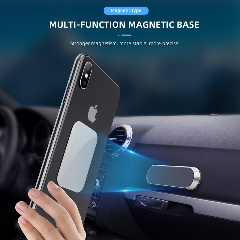 TKEY Magnetic Car Phone Holder mini Strip Paste Stand For iPhone Samsung Xiaomi Wall Zinc Alloy Magnet GPS Car Mount Dashboard