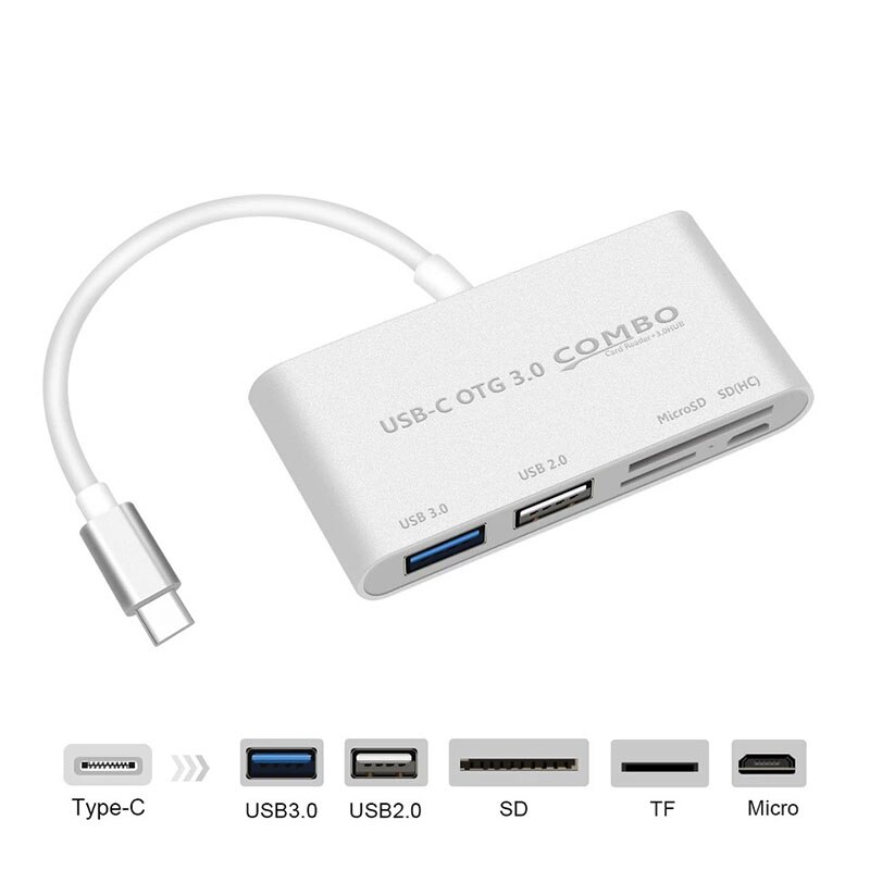 Type-C OTG Kabel Kaartlezer 5 in 1Multi-function Type C Splitter USB C Adapter SD/TF Card hoge Snelheid Lezen USB Apparaat Verbinding