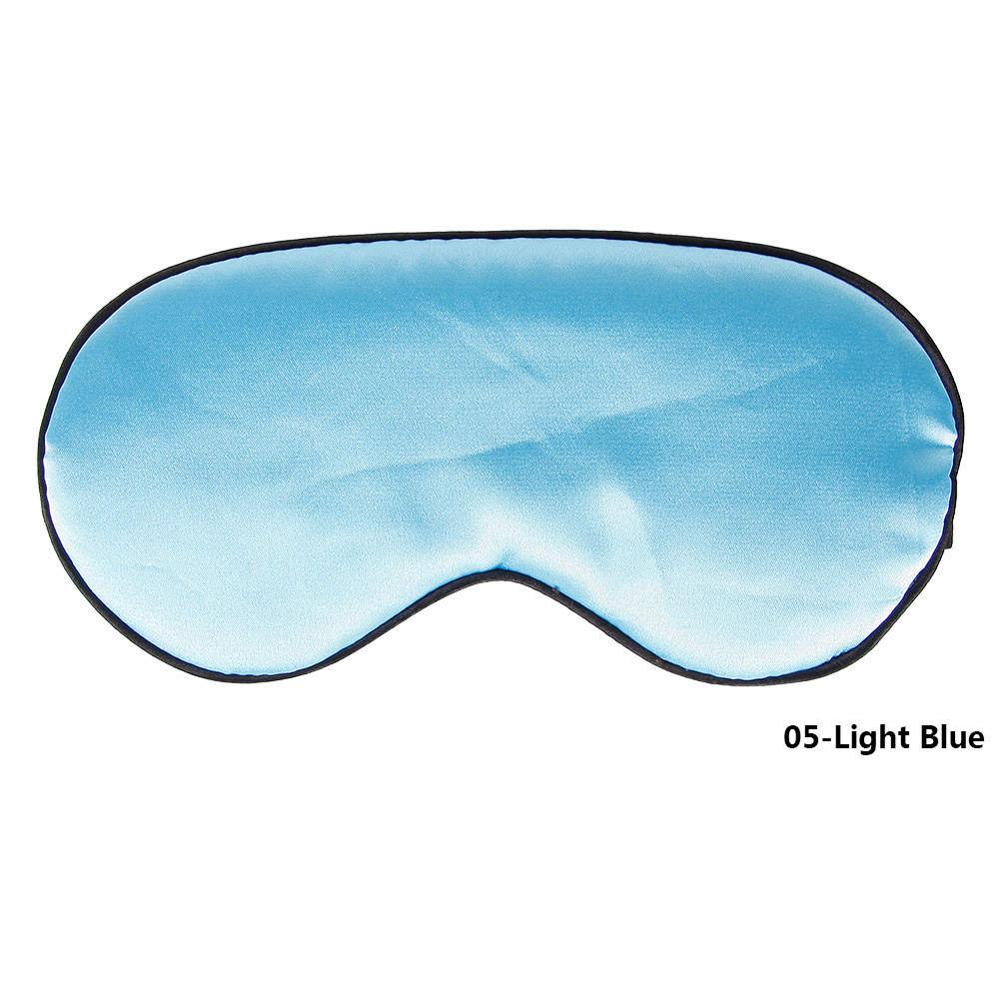 1Pcs Pure Zijde Sleep Rest Eye Mask Gewatteerde Shade Cover Travel Relax Aid Blinddoeken 10 Kleuren Normaal Eyeshade #245327: Light Blue