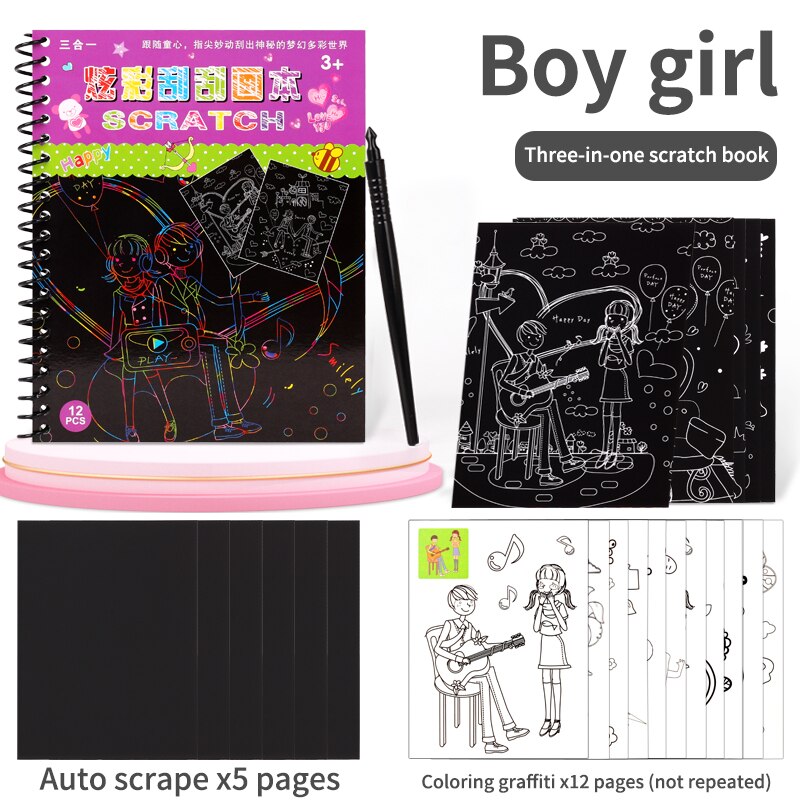 Una varietà di stili Magic Rainbow Art Paper Card set up graffiti template disegno stick fai da te arte pittura giocattoli palestra per bambini: A boy or a girl