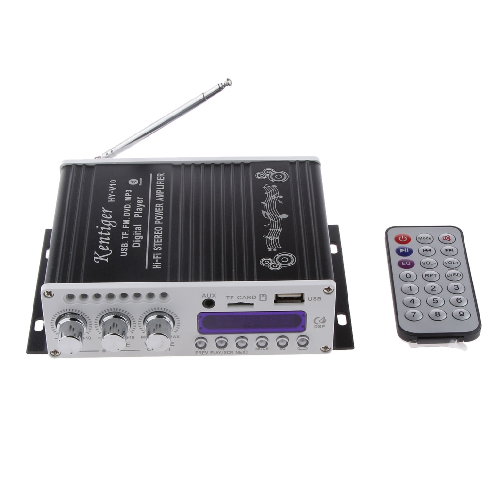 Kentiger HY-V10 Car Motorcycle Hi-Fi 2CH Stereo Amplifier Bluetooth for iPod TF FM DVD