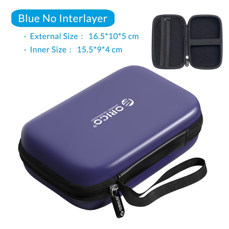 Orico Hard Case Bag Power Bank Case Voor 2.5 Hard Drive U-Disk Usb Kabel Externe Opslag Draagtas Ssd hdd Case Opbergdozen: PH-C2-Blue