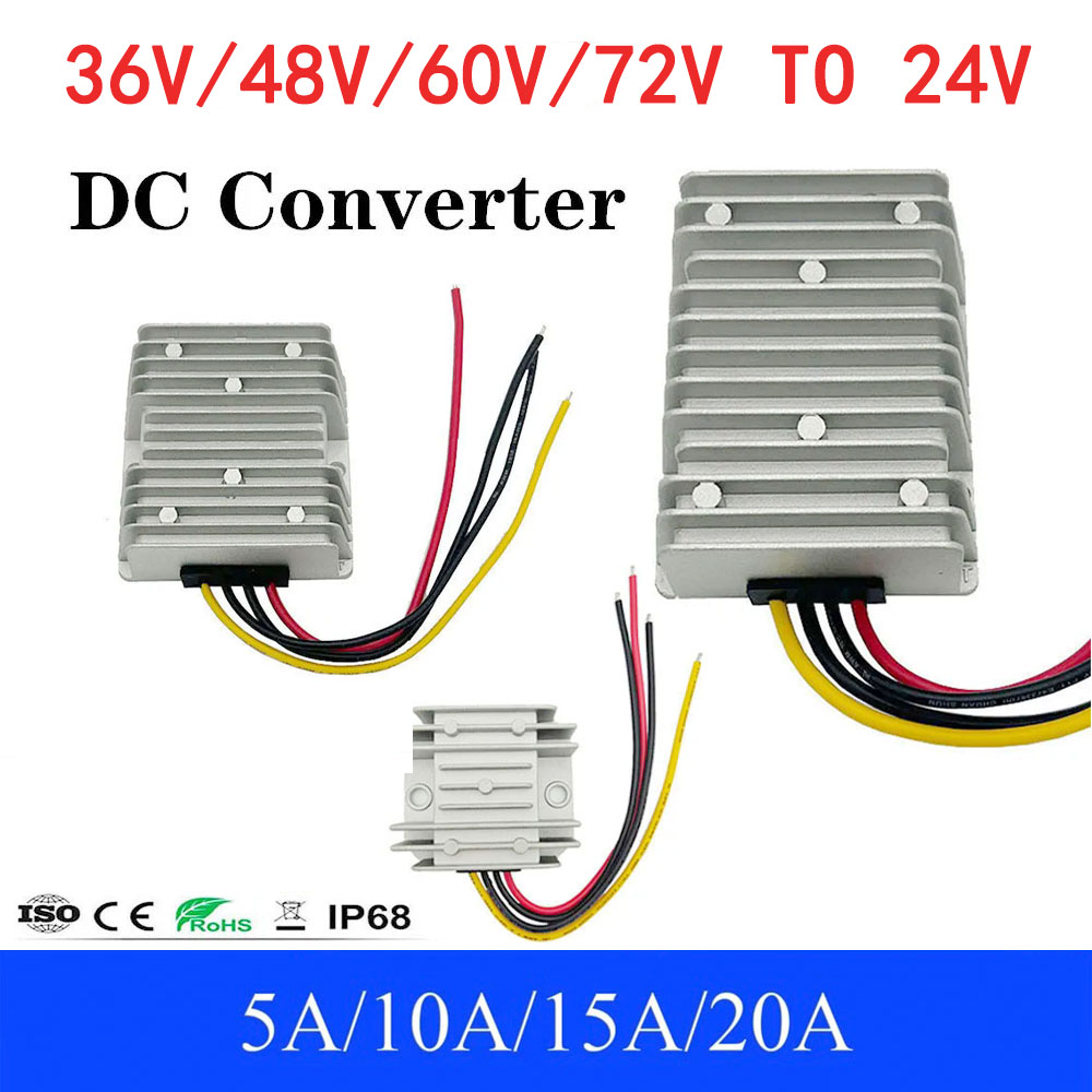 36V 48V 60V 72V 30-90V naar 24V 5A 10A 15A 20A DC DC Converter Step Down Spanningsregelaar Transformator Bus Vrachtwagen Auto Voeding