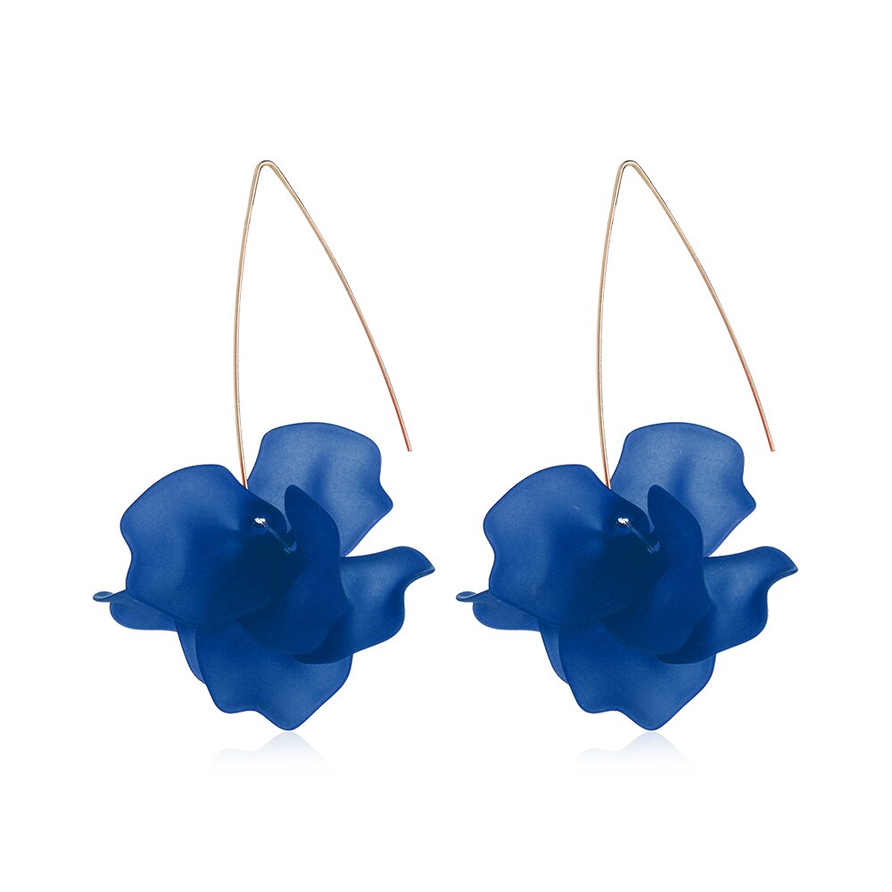 1 par nuevos diseños multicolor Flor de resina de pendientes largos Bohemia hecho a mano pétalos pendientes colgantes para de mujer: 1-Blue