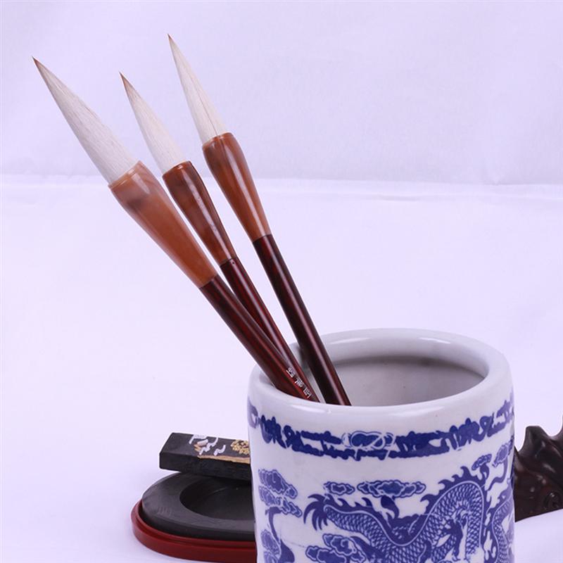 3Pcs Kalligrafie Borstels Professionele Uitstekende Wolf Haar Chinese Kalligrafie Kanji Japanse Sumi Tekening Borstel (Maat S M L)