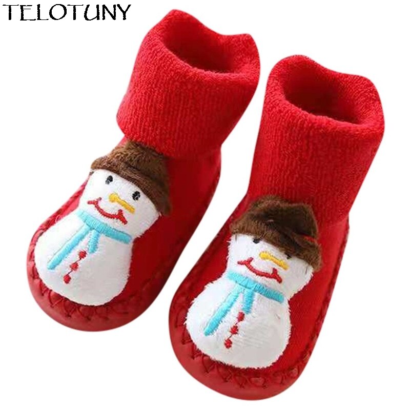 TELOTUNY freundlicher Kleinkind Baby Mädchen Jungen Karikatur Ebene Dicke Warme Anti-Unterhose Socken Hausschuhe ZY20