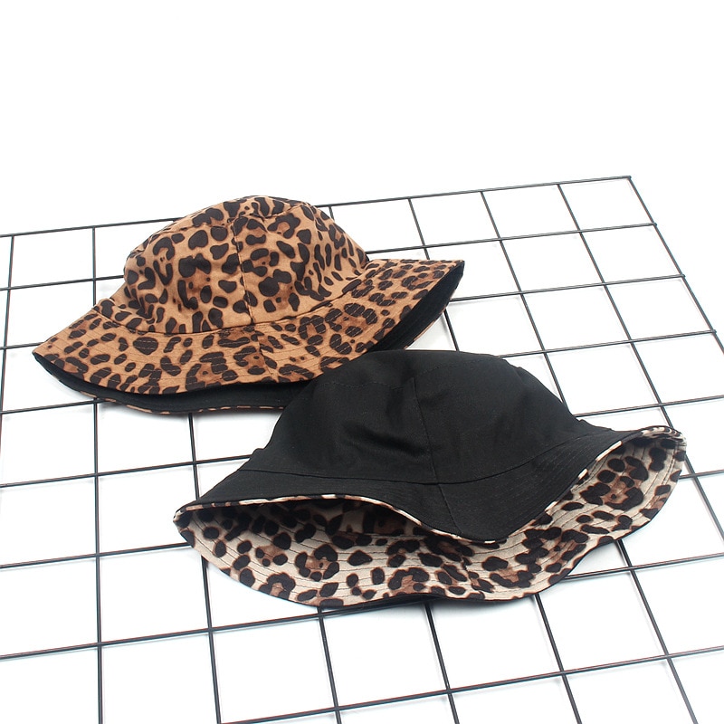 Leopard print spand hat fisker hat udendørs rejse hat sol cap hatte til kvinder kvinder hatte i efteråret vinter piger