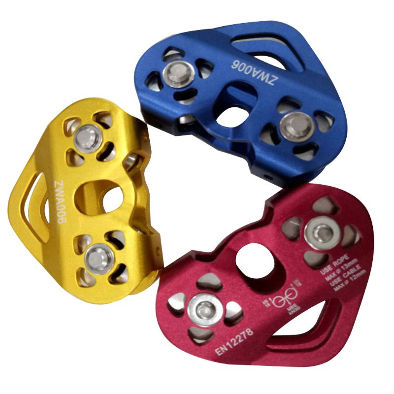 30KN Double Trolley Pulley Aluminum Zip Line Rock Climbing Mountaineering Rescue K1KD