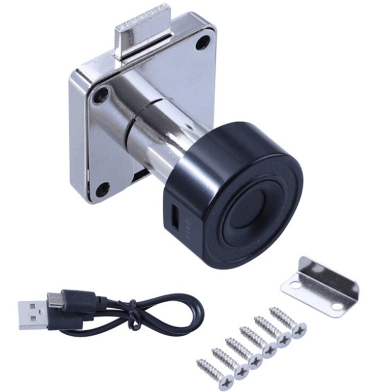 Safe Fingerprint Door Lock Hole Free Installation for Mailboxes School Lockers Shoe Cabinet Bookcase File Cabinet: 32-BK