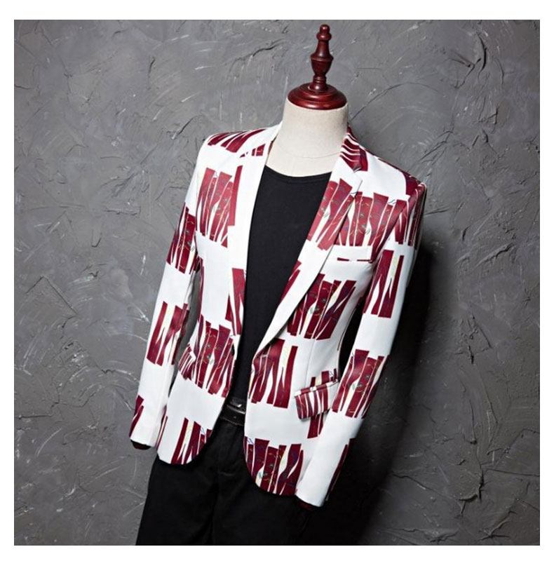 Men's Blazer - Slim Fit - Single Breasted - Notched Collar - Polyester - Formal Business Party Wedding Prom: red stripe / S