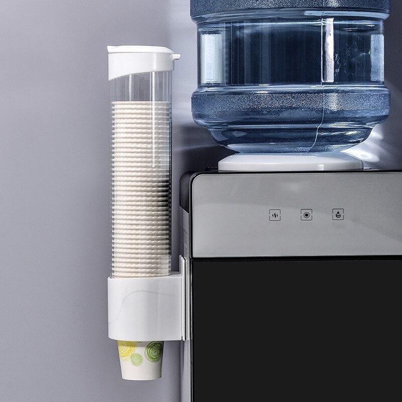 Väggfäste engångspapperskopp kaffekoppsdispenser kopphållare sugrörshållare automatisk mugghållare för hem-vit