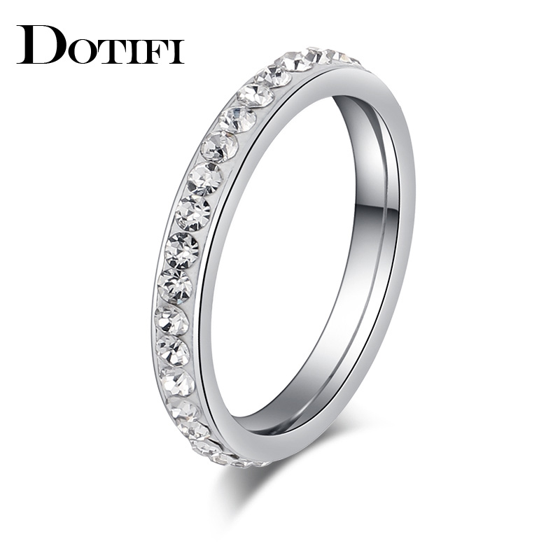 DOTIFI 316L Stainless Steel Rings For Women Gold Color Crystal Engagement Wedding Ring Jewelry