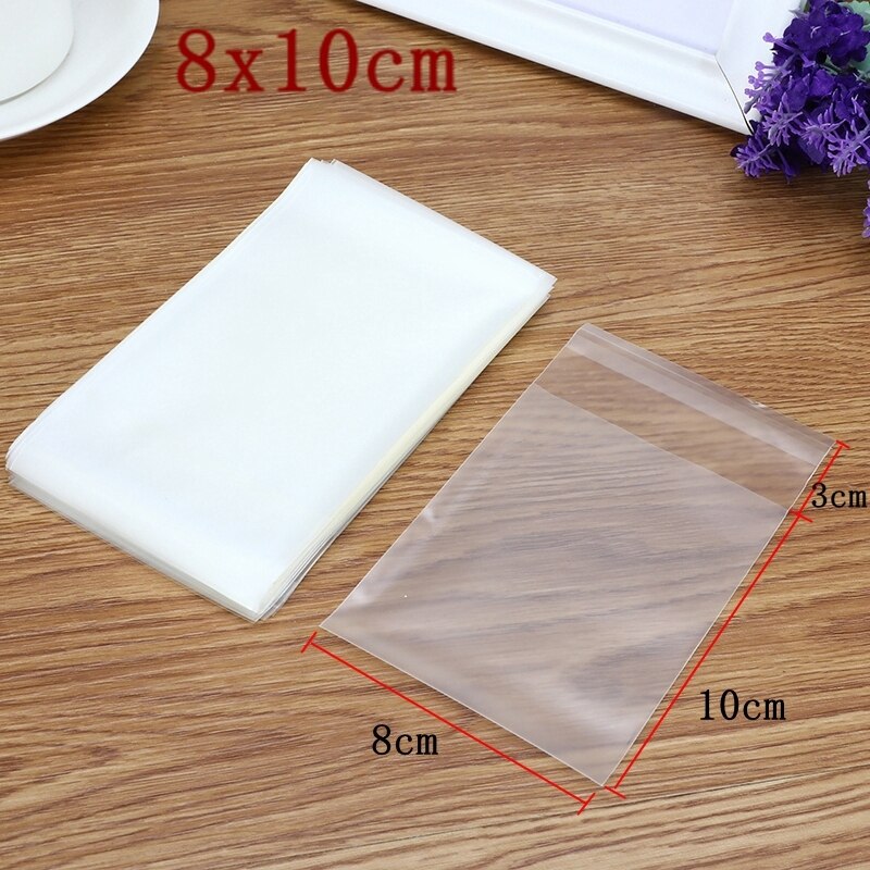 100PCS/Lot Frosted Transparent Plastic Envelopes Multi-size Cookie Dessert Bags Self-adhesive Envelope Bag Office School Supply: 8x10cm