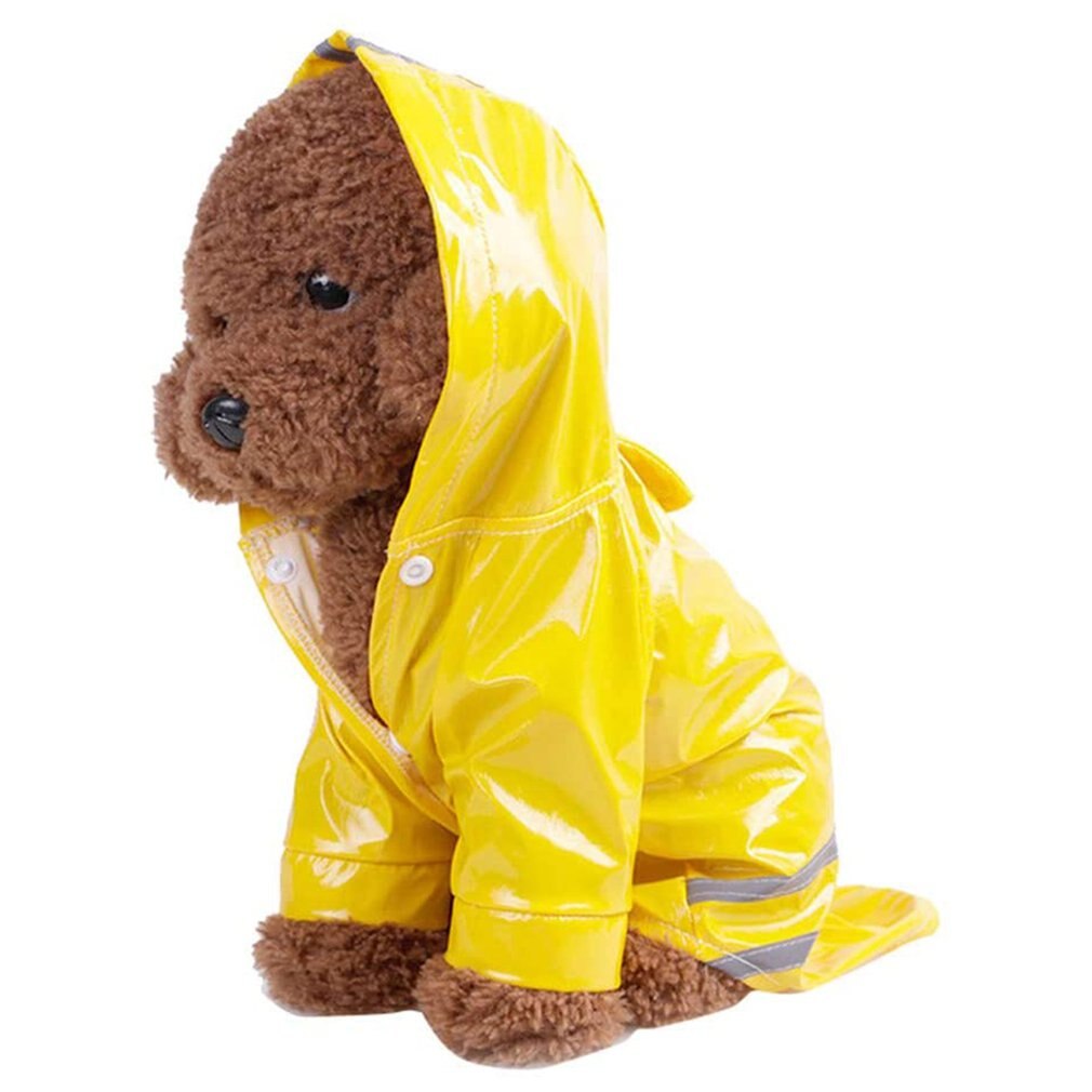 Pu Reflective Strip Pet Raincoat Outdoor Pet Rain Proof Dog Hooded Waterproof Coat Cat And Dog Clothing Pet Supplies
