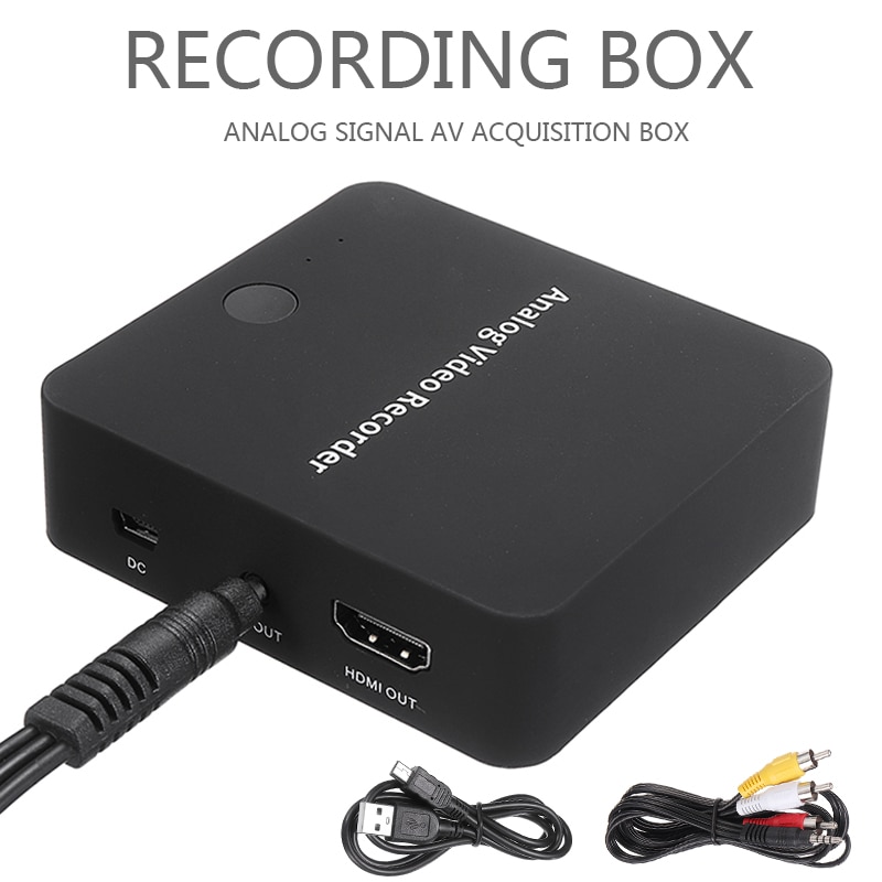Pohiks 1pc av videoinspelare capture box svart abs konvertera vhs till digital converter stöd  mp3 wma mpeg avi för  hi8 vcr dvd