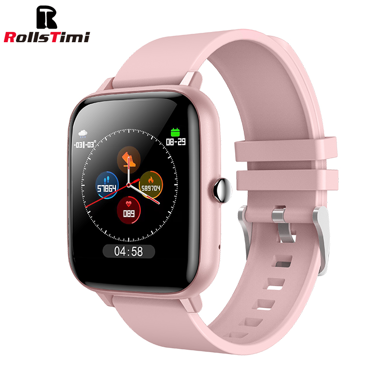 Rollstimi Smart Watch Men Bluetooth Answer Call Full Touch Dialing Fitness Tracker Waterproof Smartwatch Ladies Sports wristband: Pink J