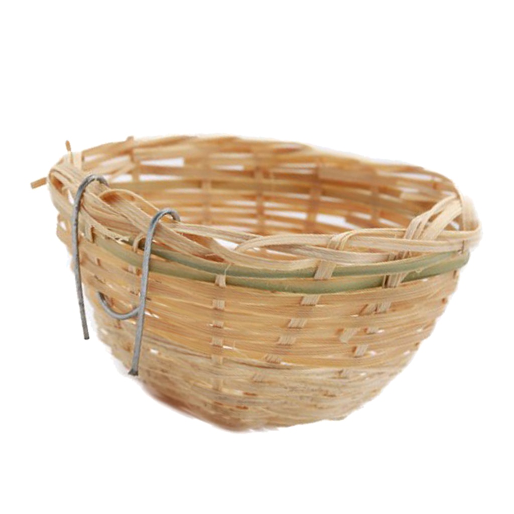 Nido canario de mimbre de bambú, jaula para cría de pájaros, loro pequeño, lugar de descanso