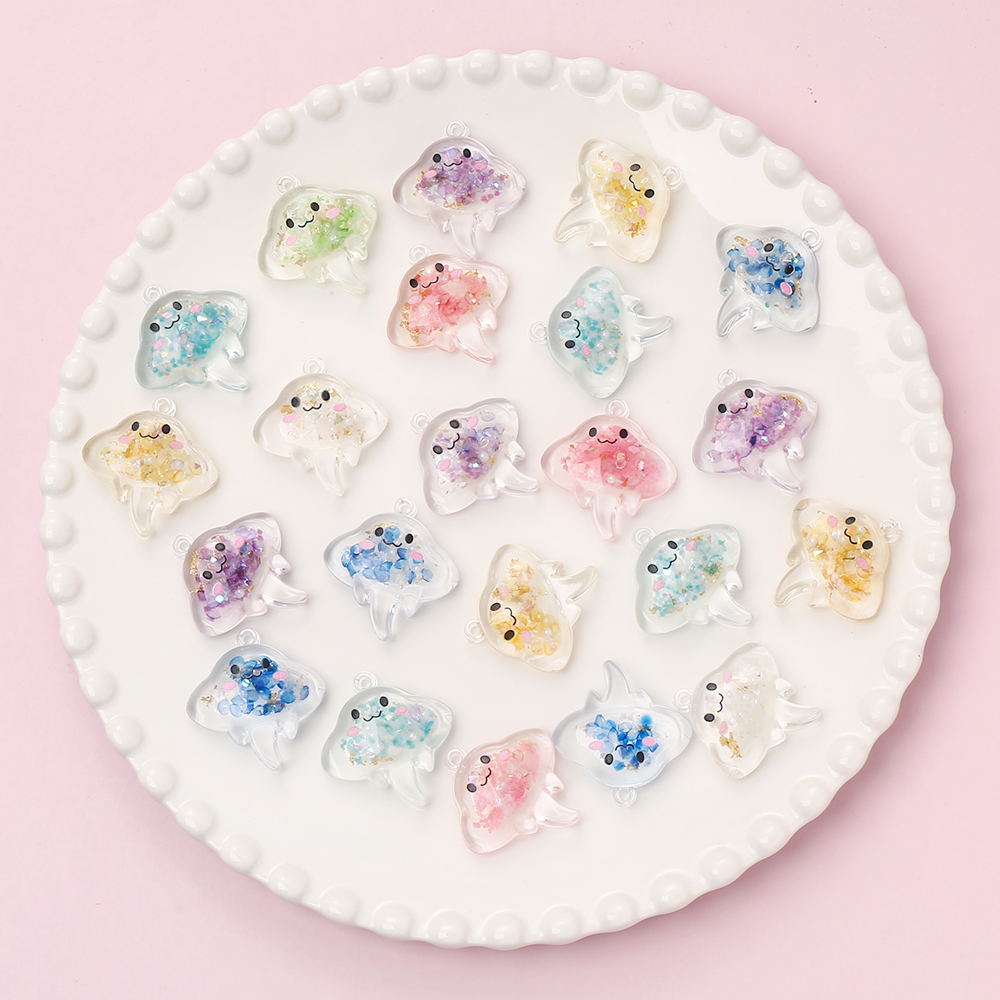 10Pcs 30mm Charm Luminous Resin Pendant Glow-in-the-Dark Colorful Transparent Jellyfish Pendant For DIY Necklace Jewelry Making