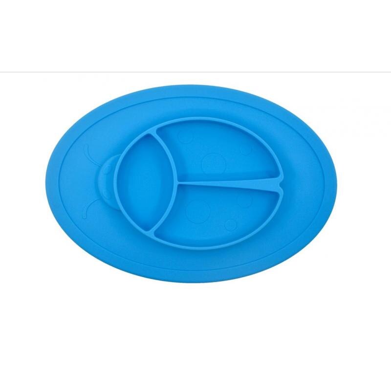 Cartoon Baby Dishes Meal Plate Meal Mat Silicone Easy Cleaning Tray for Children Kids food Holder Tray Food Container Tableware: blue