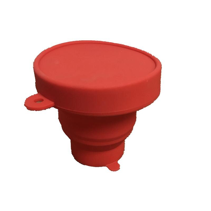 Bærbar silikone udtrækkelig foldekop med låg udendørs teleskopisk sammenklappelig drikkekop rejse camping vand kop: Rød