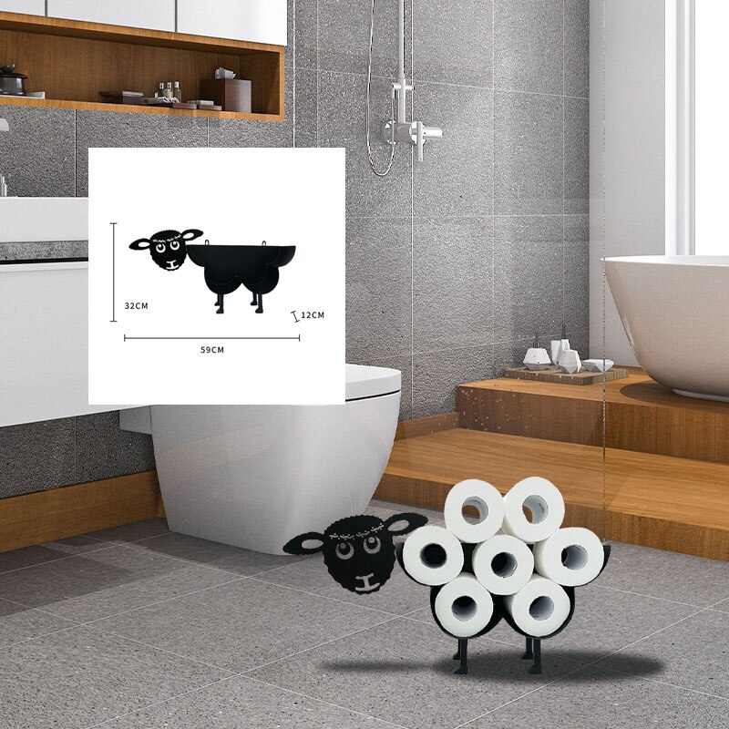 Toilet Paper Roll Holder Bathroom Wall Mounted Loo Rolls Storage Metal Rack Mount Hold up 7 Rolls Novelty Sheep Holder: 006