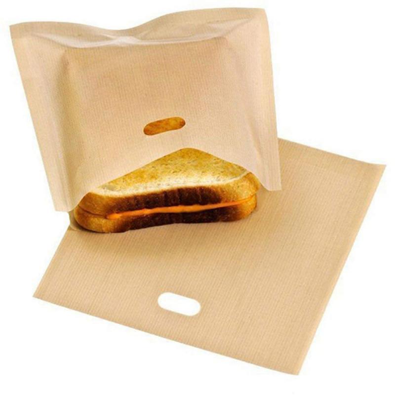 2 Pcs Reusable High Temperature Toast Bag Ptfe Fiberglass Toast Bag Toasted Sandwich Non-stick Baked Toast Bags Tools