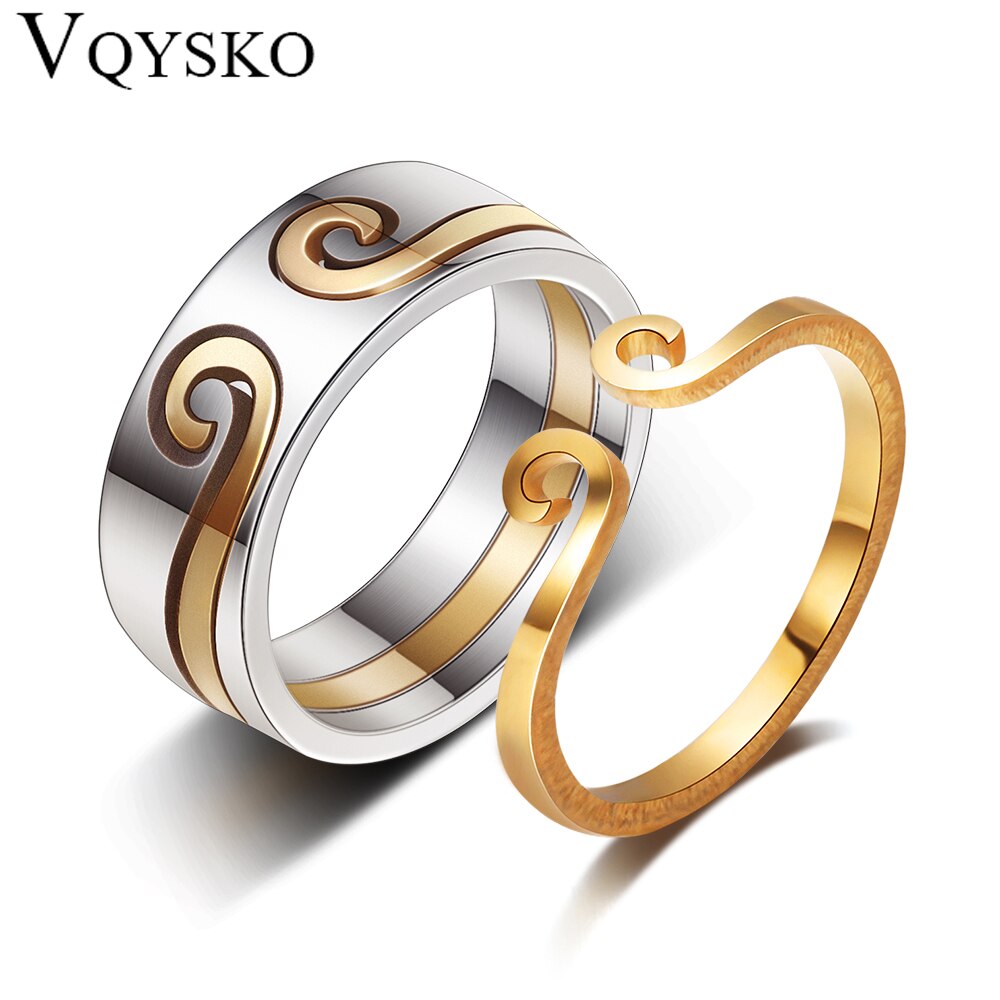 Speciale Ring Set Goud Met Rvs Romantische 2 In 1 Ring Voor Paar Monkey King Lover Bruiloft sieraden