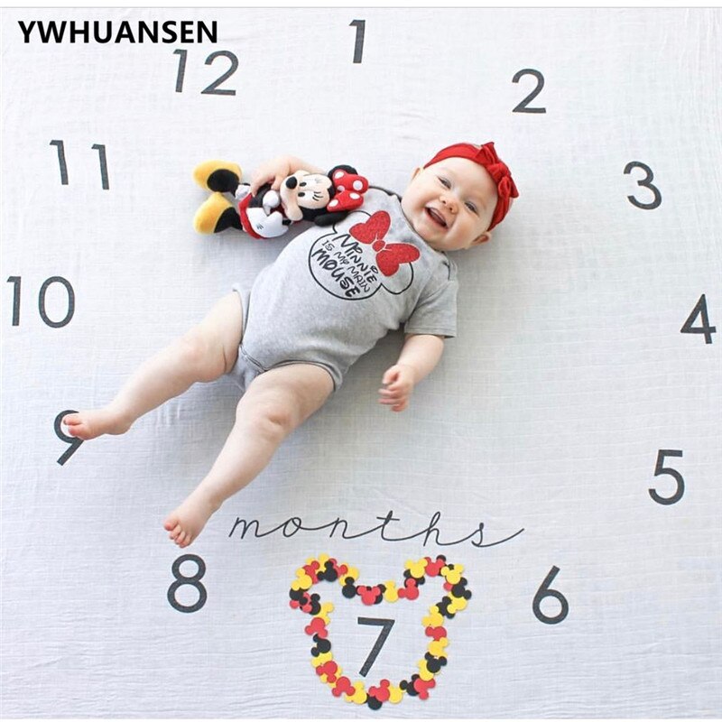 YWHUANSEN 100*100CM Cotton Baby Posing Props Grow Baby Photographing Monthly Blanket Props For a Photo Shoot of Newborn Stuffs