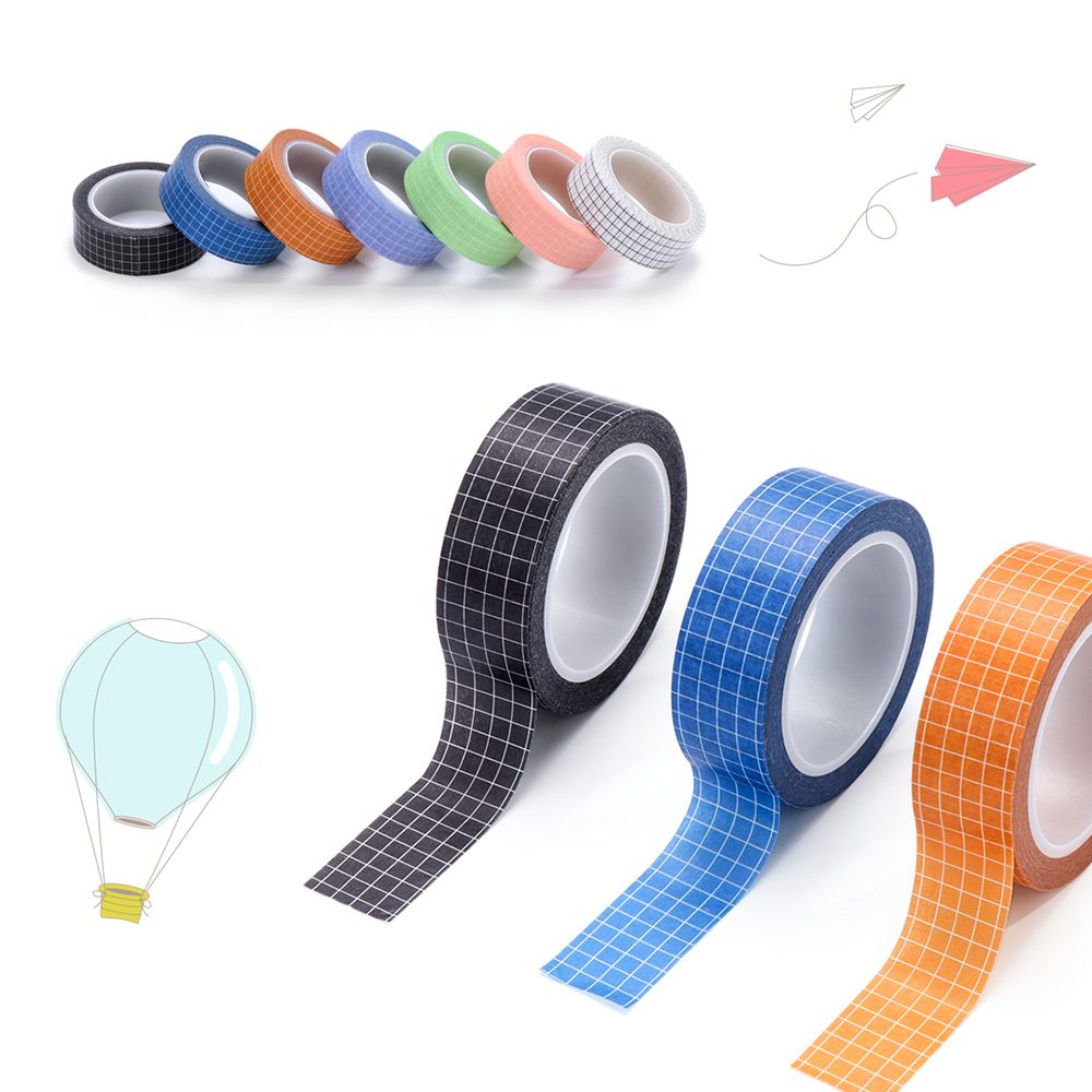 10M Grid Adhesive Tape Set Stationery Sticker Tape Journaling Supplies DIY Scrapbook Craft Tape Organizer