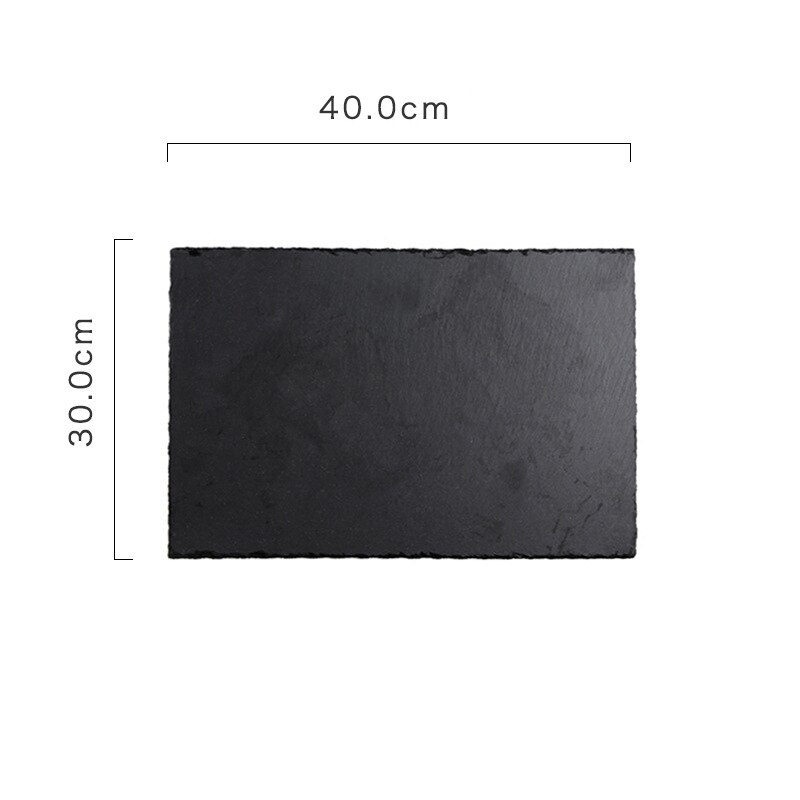 Texture matte black premium rock stone steak western dinner plate luxury feel: 3040