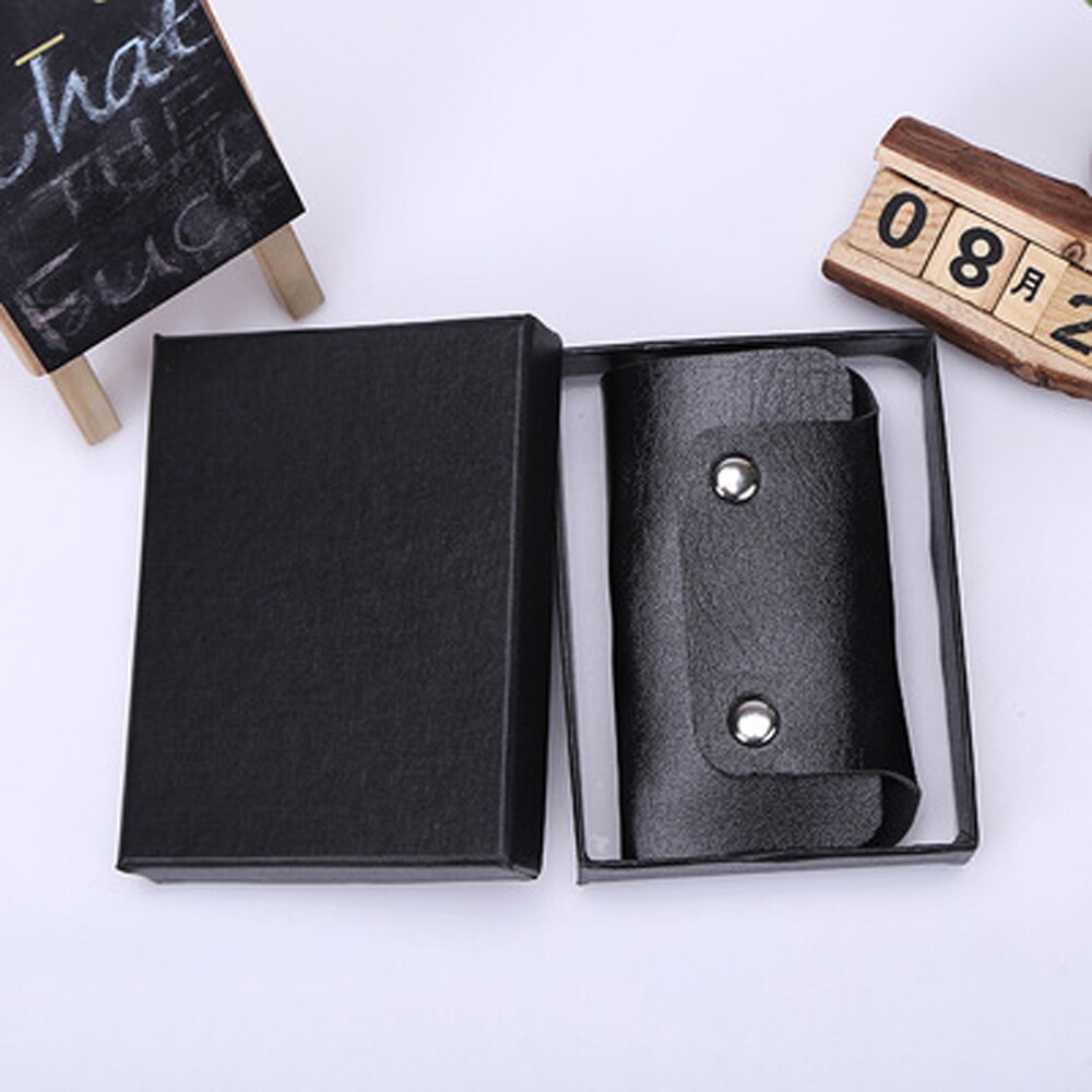 1 PC couleur unie Portable Pu cuir femme de ménage titulaires porte-clés porte-clés sac étui unisexe portefeuille couverture Simple sac de rangement: black